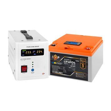 Комплект резервного живлення LP (LogicPower) ДБЖ + літієва (LiFePO4) батарея (UPS В500+ АКБ LiFePO4 410W) LP24164 фото