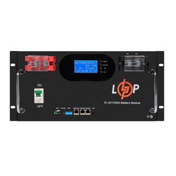 Акумулятор LP LiFePO4 51,2V - 120 Ah 6000Wh (Smart BMS 100A) с LCD RM AB RS485/CAN LP30385 фото
