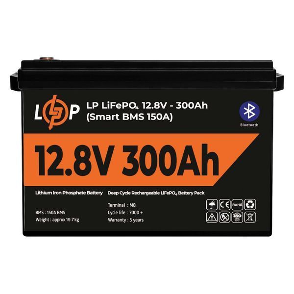 Аккумулятор LP LiFePO4 12,8V - 300 Ah (3840Wh) (Smart BMS 200А) с BT пластик LP30383 фото