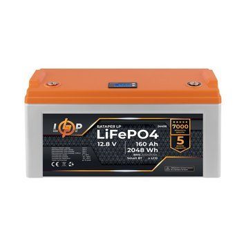 Акумулятор LP LiFePO4 12,8V - 160 Ah (2048Wh) (BMS 200A/100А) пластик LCD Smart BT LP24406 фото
