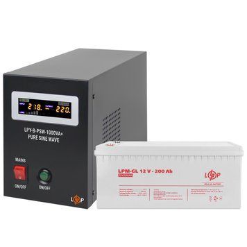 Комплект резервного живлення для котла і теплої підлоги LP (LogicPower) ДБЖ + гелева батарея (UPS B1000VA + АКБ GL 2400W) LP5870 фото