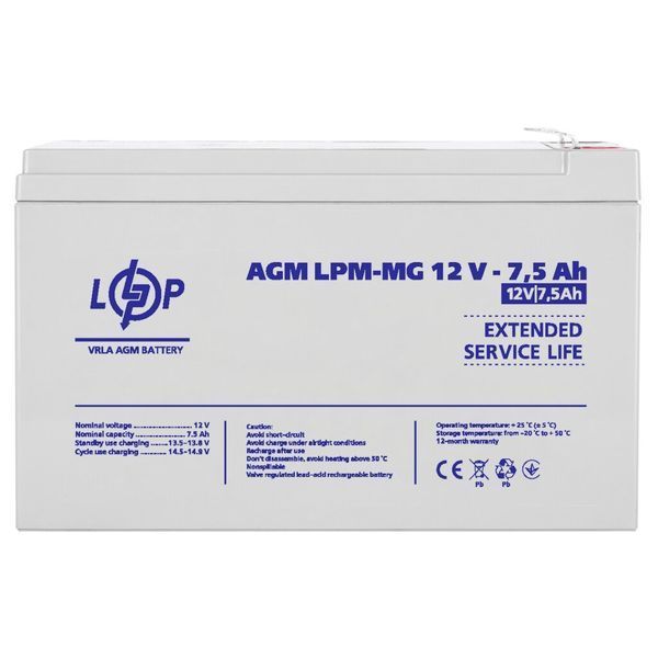 Розпродаж Акумулятор мультигелевий LPM-MG 12V - 7.5 Ah LP40140 фото