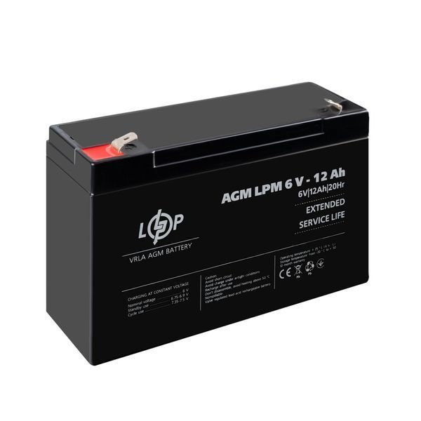 Аккумулятор AGM LPM 6V - 12 Ah LP40138 фото